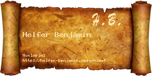 Helfer Benjámin névjegykártya